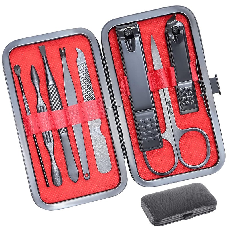 ONEHERE 8 PCS Nail Clippers, Premium Manicure Set, Professional Grooming Gift Kit, Pedicure Kit, Facial, Hand, Foot, Cuticle Nail Care Tools, Fingernail Clippers with Luxurious Portable Travel Case - Image 1